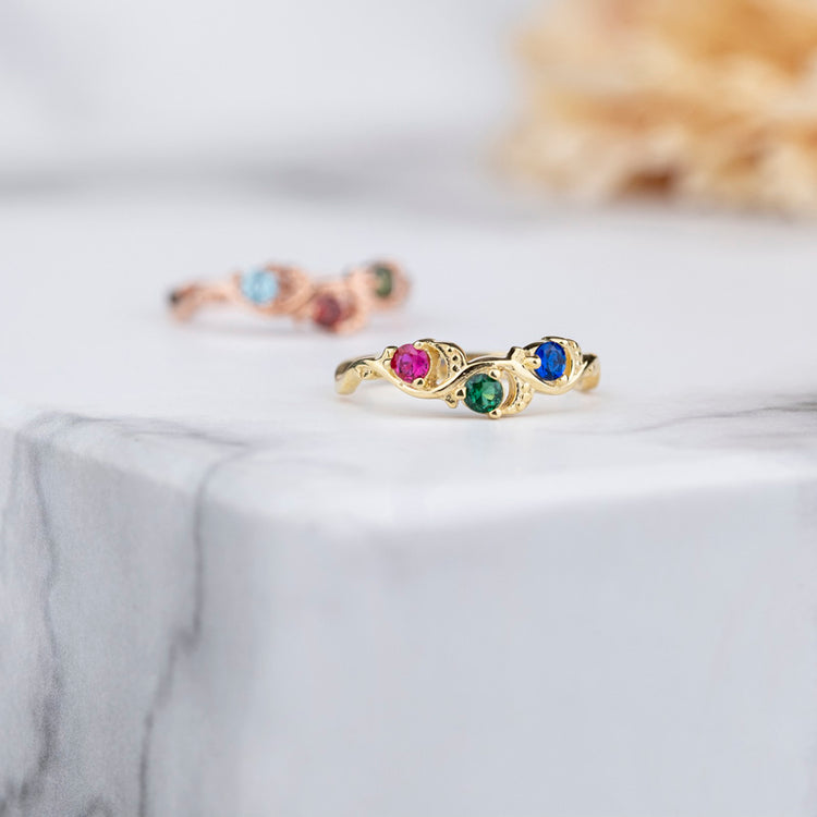 925 Sterling Silver 3 Birthstone Ring, Personalized Gift, Handmade Jewelry, Mothers Family Ring, Gift For Her, Customizable Jewel