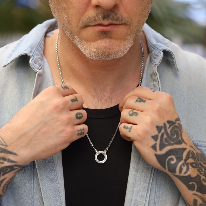 925 Sterling Silver Father's Circle Box Chain Name Necklace