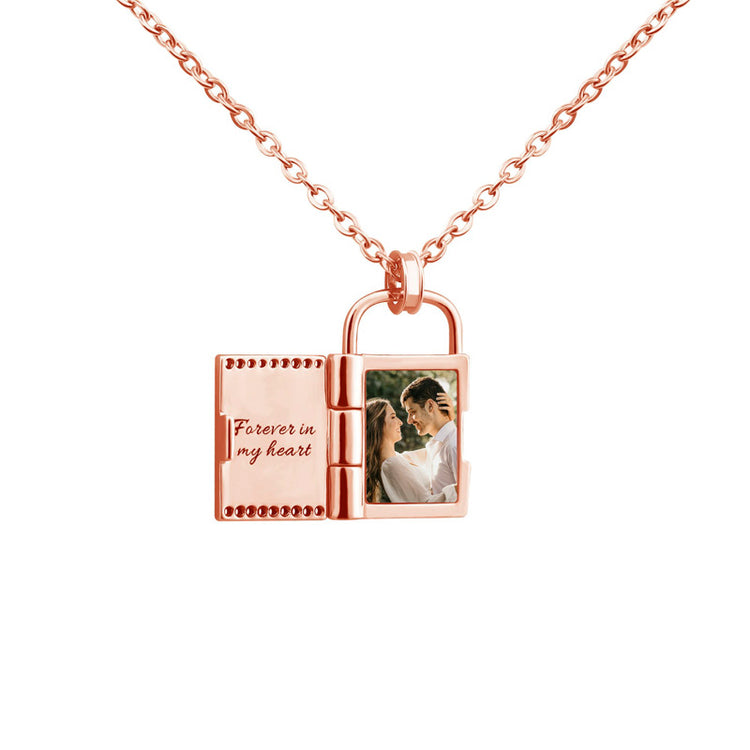 925 Sterling Silver Personalized Photo & Engraved Message Necklace