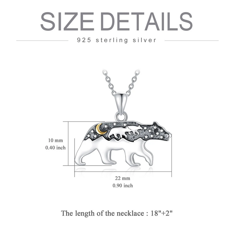 Mama Bär Halskette 925 Sterling Silber Tier Halskette Anhänger Geschenk für Frauen