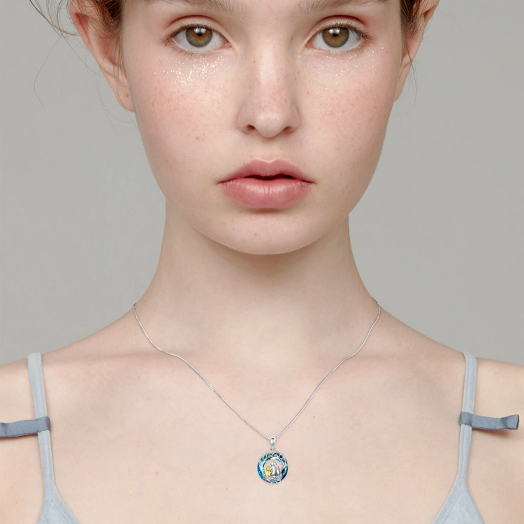 Collier ours polaire en cristal bleu argent sterling 925 pour femmes filles cadeau