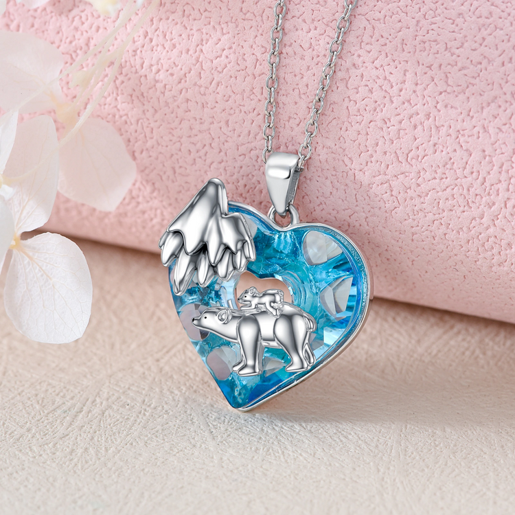 Collier maman en argent sterling 925 pendentif coeur Mama Bear colliers cadeaux pour femmes