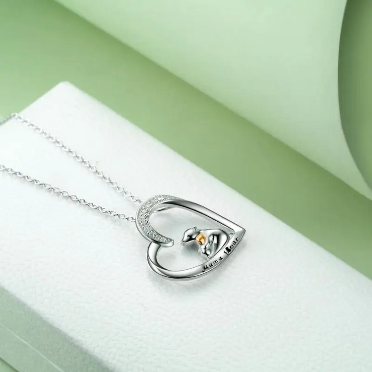 925 Sterling Silver Mama Bear Necklace Gift for Mom