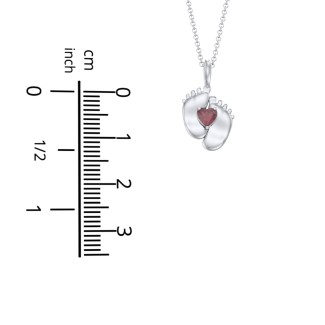 925 Sterling Silver Engravable Baby Feet Birthstone Pendant