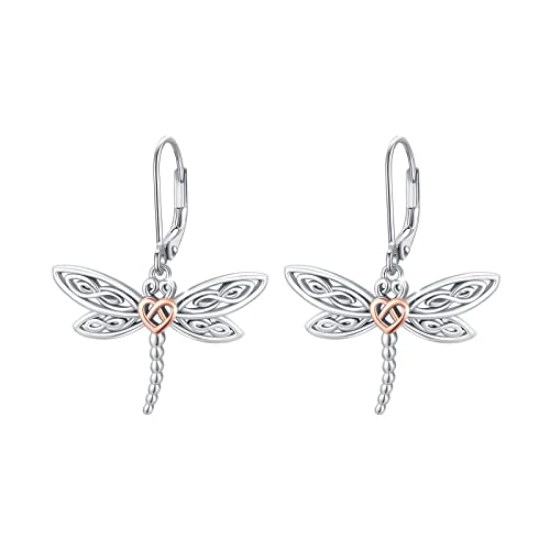 925 Sterling Silver Celtic Dragonfly Drop Earrings Gifts for Her