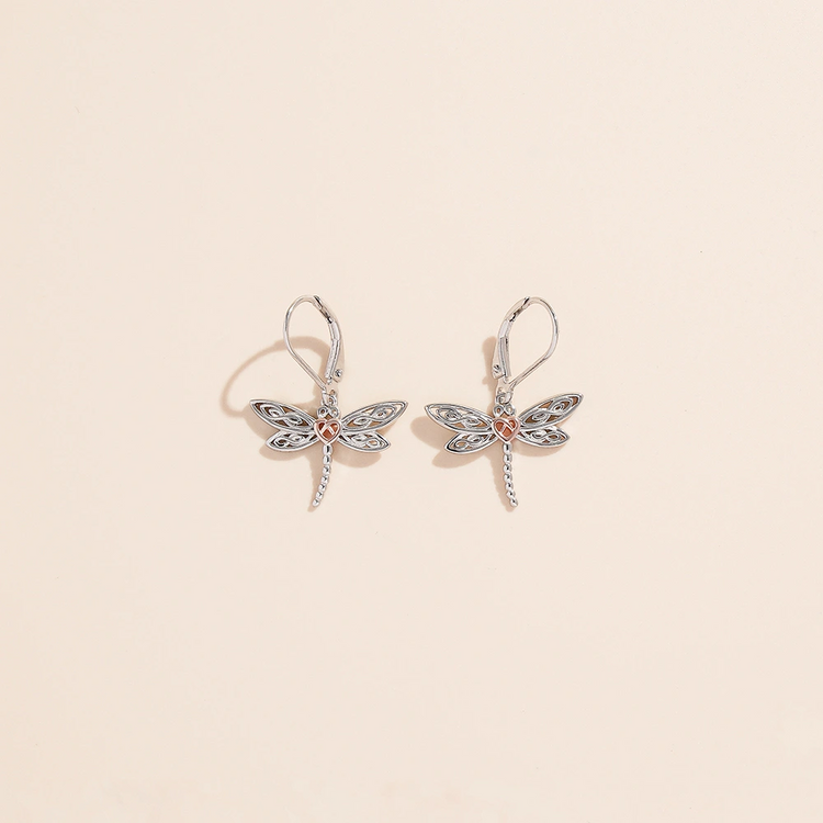925 Sterling Silver Celtic Dragonfly Drop Earrings Gifts for Her