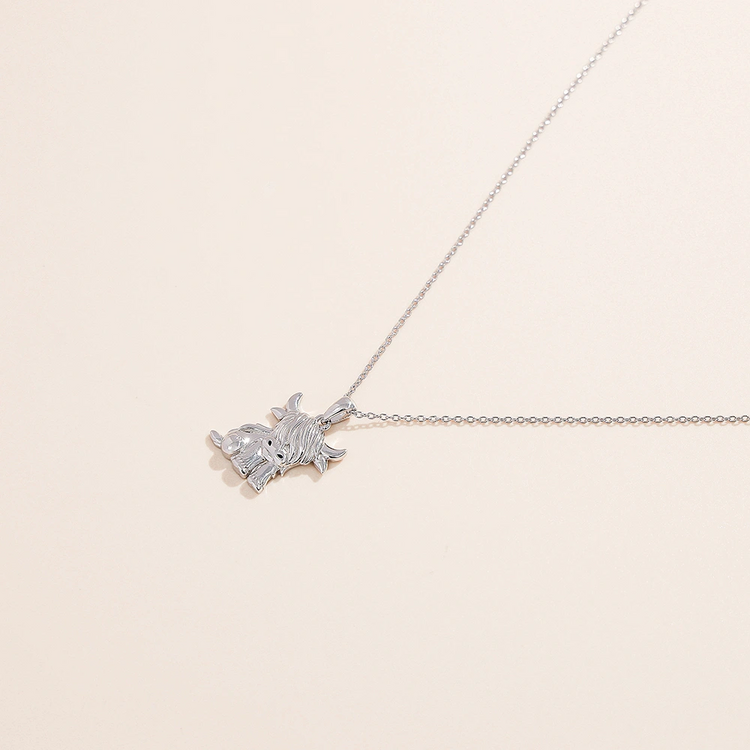 925 Sterling Silber Highland Kuh Halskette Fußkettchen für Frauen Geschenke Tier Halskette