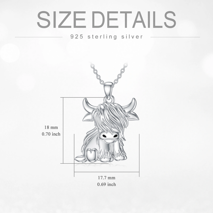 925 Sterling Silber Highland Kuh Halskette Fußkettchen für Frauen Geschenke Tier Halskette