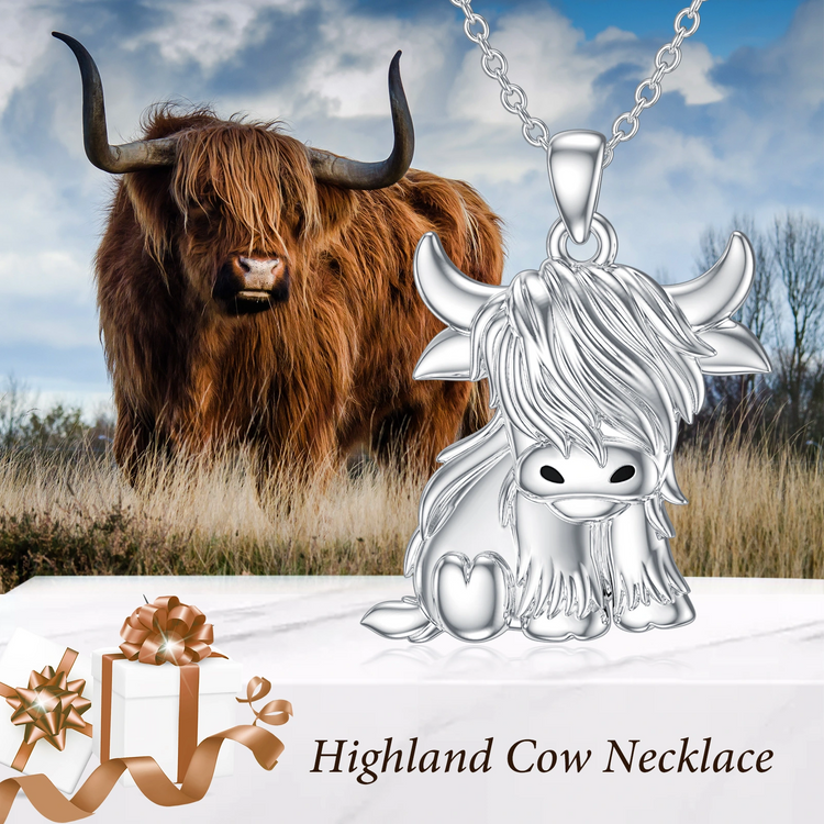 925 Sterling Silber Highland Kuh Halskette Fußkettchen für Frauen Geschenke Tier Halskette