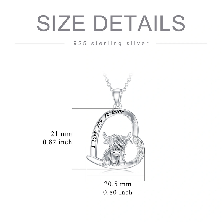 925 Sterling Silber Highland Kuh Halskette Fußkettchen für Frauen Geschenke Tier Halskette