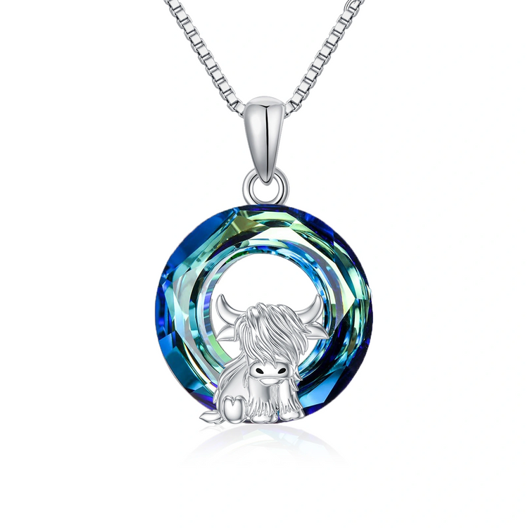 925 Sterling Silber Highland Kuh Halskette Fußkettchen für Frauen Geschenke Tier Halskette