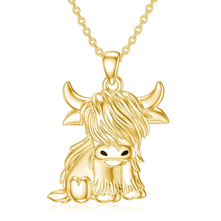 925 Sterling Silber Highland Kuh Halskette Fußkettchen für Frauen Geschenke Tier Halskette