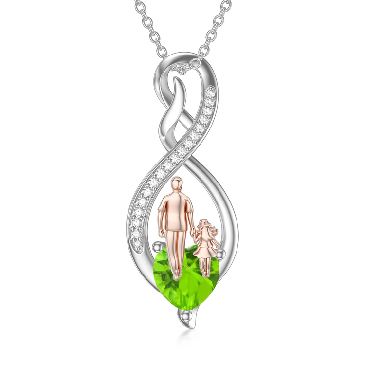 925 Sterling Silver Gift from Dad Mom Infinity Heart Pendant Birthstone Necklace