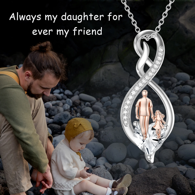 925 Sterling Silver Gift from Dad Mom Infinity Heart Pendant Birthstone Necklace
