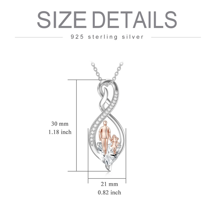 925 Sterling Silver Gift from Dad Mom Infinity Heart Pendant Birthstone Necklace