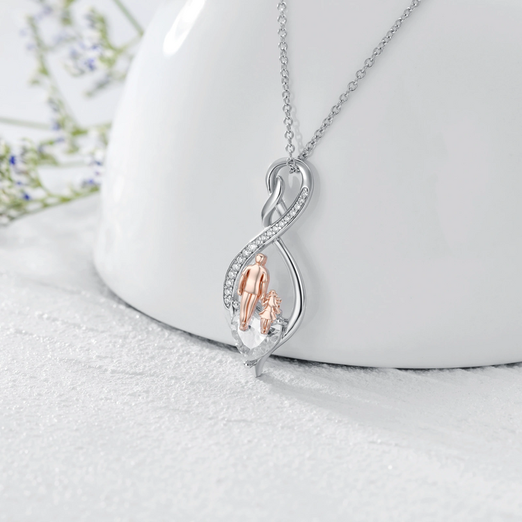 925 Sterling Silver Gift from Dad Mom Infinity Heart Pendant Birthstone Necklace