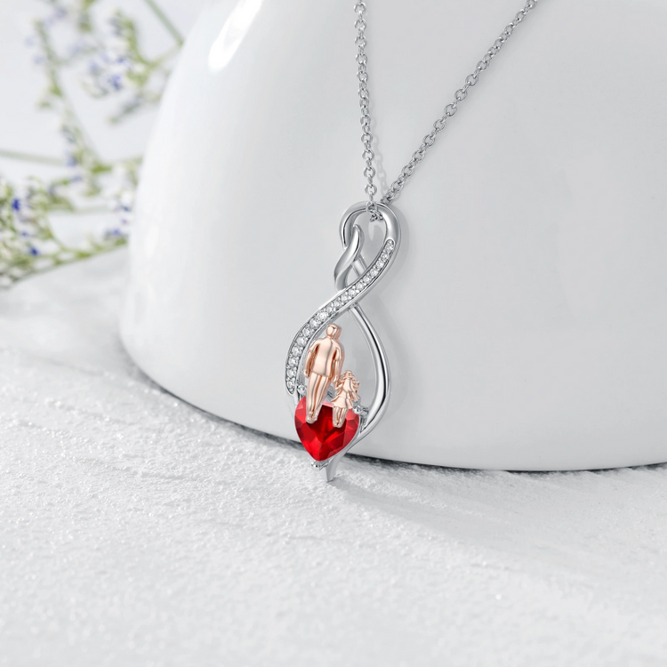 925 Sterling Silver Gift from Dad Mom Infinity Heart Pendant Birthstone Necklace