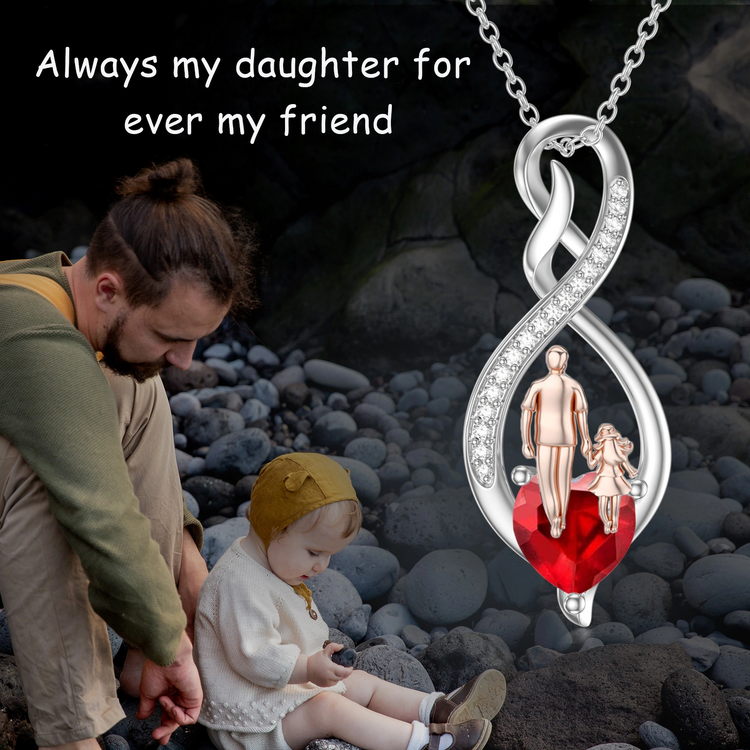 925 Sterling Silver Gift from Dad Mom Infinity Heart Pendant Birthstone Necklace