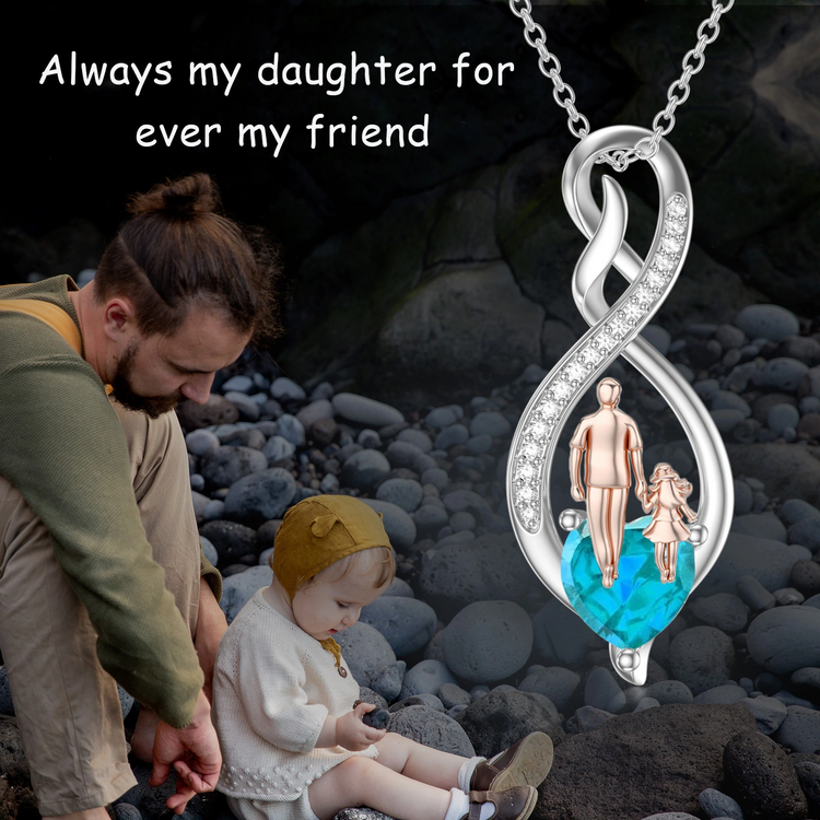 925 Sterling Silver Gift from Dad Mom Infinity Heart Pendant Birthstone Necklace