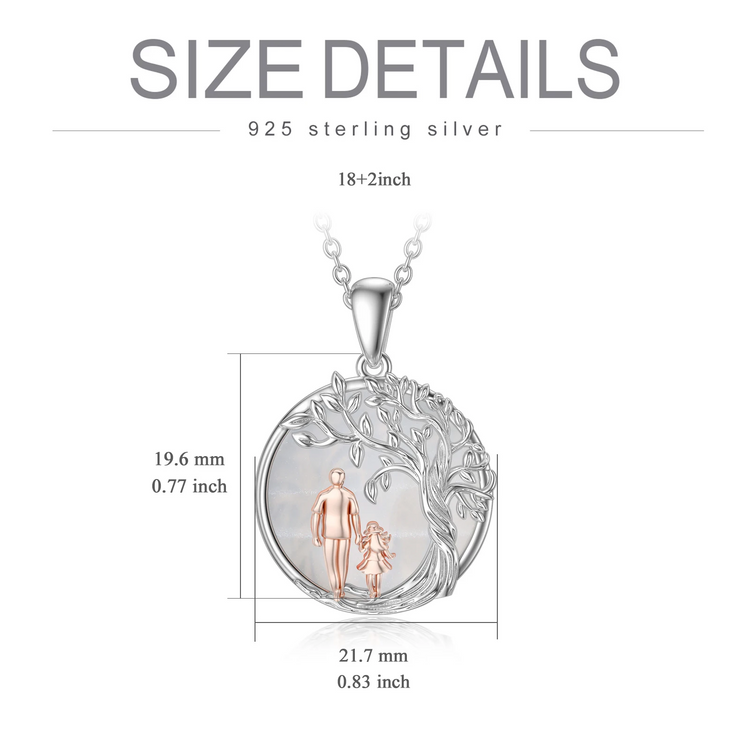 925 Sterling Silver Father and Daughter Necklace with Moonstone and Tree