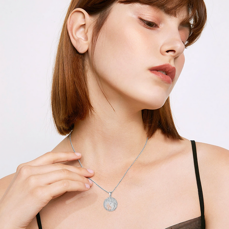 925 Sterling Silver Father and Daughter Necklace with Moonstone and Tree