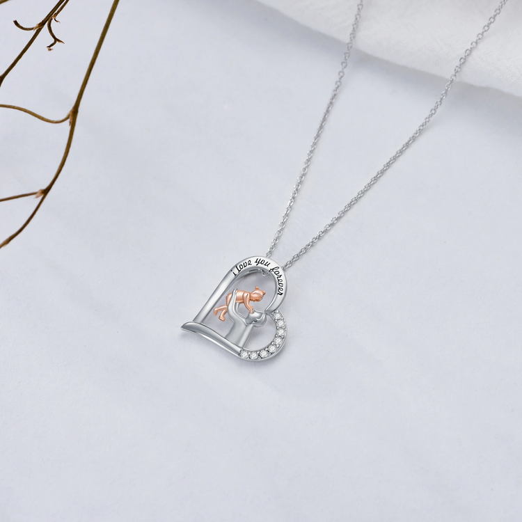 925 Sterling Silver Heart Necklace Daughter Father's Day Necklace