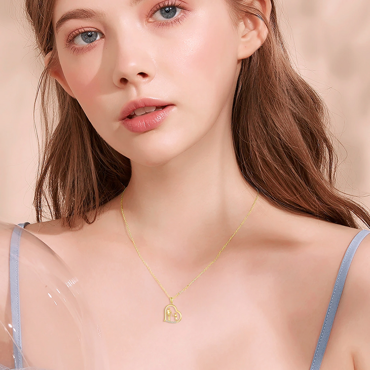 Father and Daughter Necklace in 14K Gold