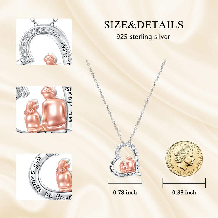 925 Sterling Silver Father Daughter Necklace, To My Daughter Necklace From Dad