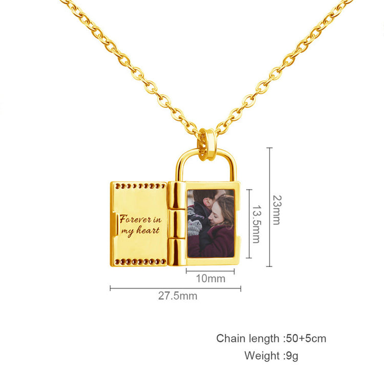 925 Sterling Silver Personalized Photo & Engraved Message Necklace