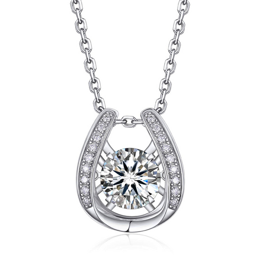 925 Sterling Silver Dancing Necklace Women Horseshoe Necklace