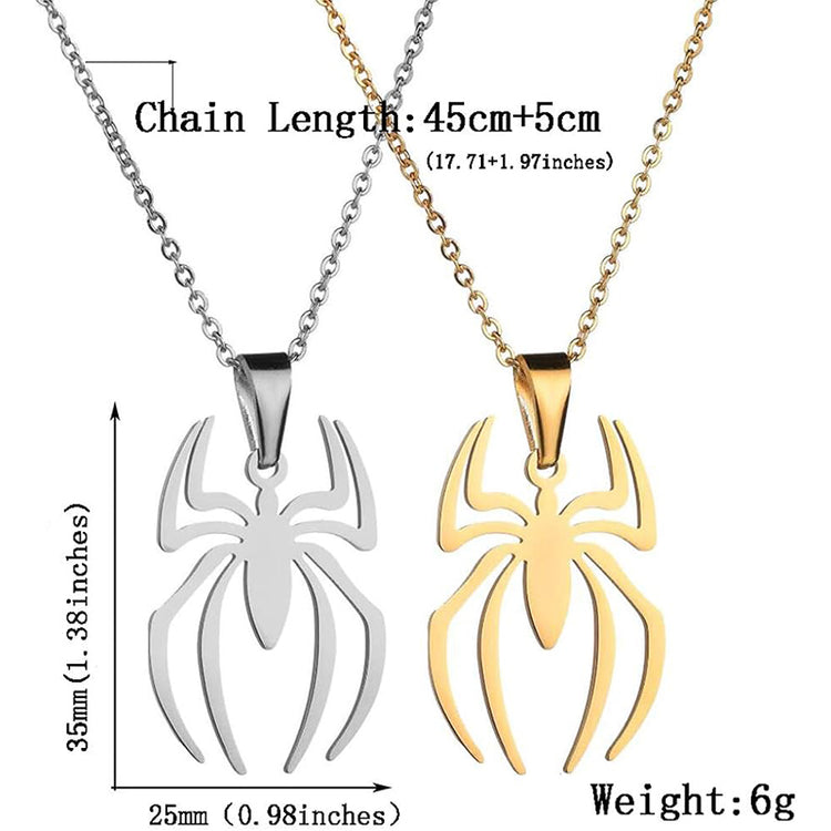 925 Sterling Silver Spider Pendant Necklace Stainless Steel Lightweight Spiderman Charm Jewelry for Kids Women Boys Girls