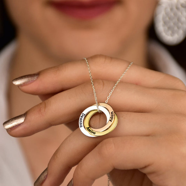 925 Sterling Silver Personalized Engraved Russian Ring Necklace