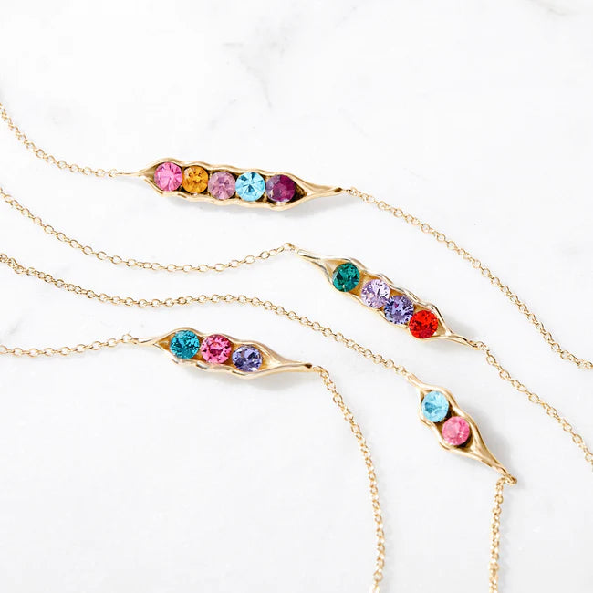 925 argent sterling personnalisé pois pierre de naissance dans un collier pod