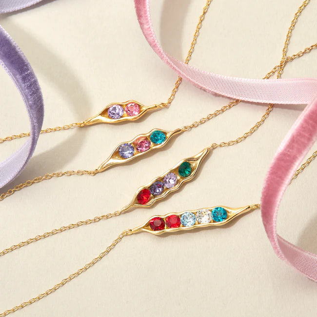 925 argent sterling personnalisé pois pierre de naissance dans un collier pod