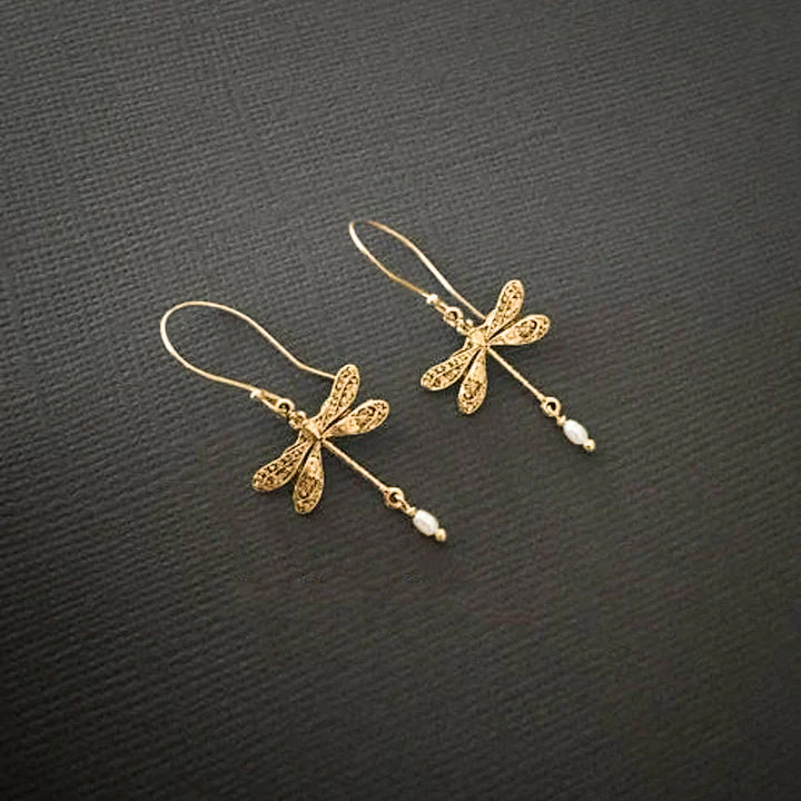 PRABIRDS 925 Sterling Silver Dragonfly Anklet With Pearl