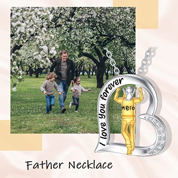 925 Sterling Silver Hero Father Heart Necklace