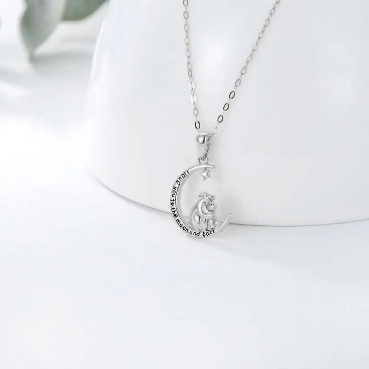 Mama Bear Necklace 925 Sterling Silver Pendant Necklace Gift for Mom