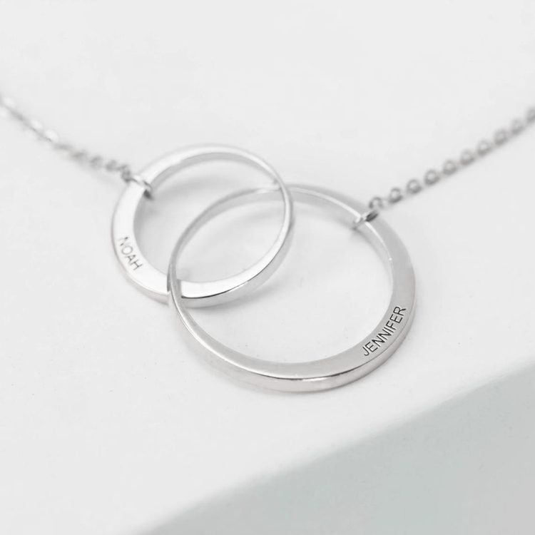 925 Sterling Silber Mutter und Kind Gravierte Kreis Halskette