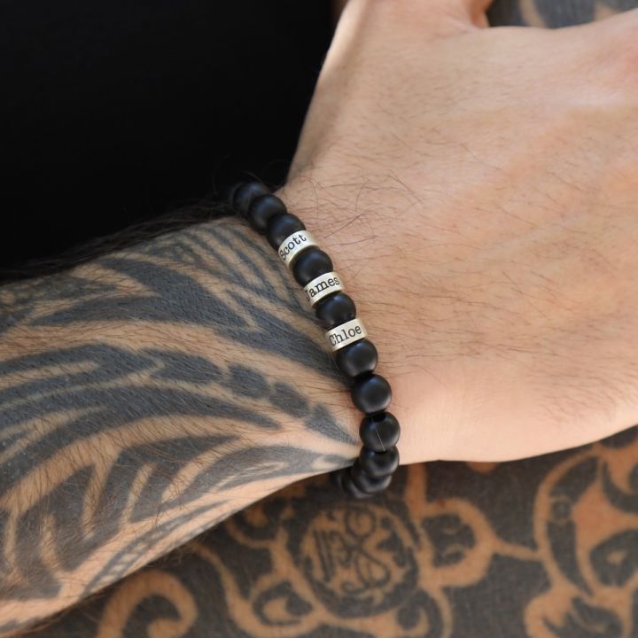 Serene Black Onyx Men Name Bracelet