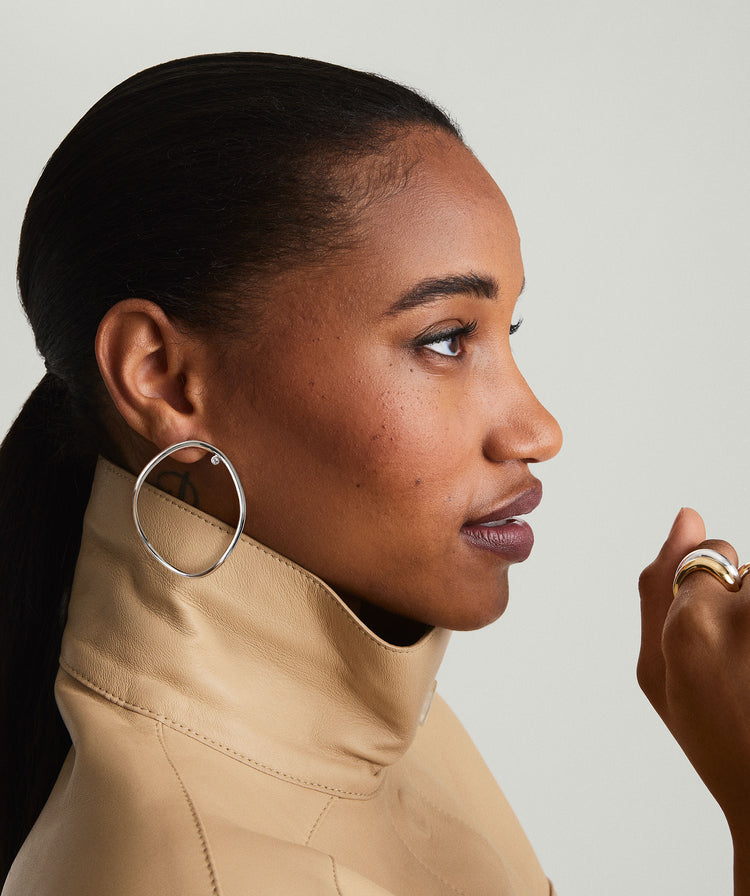 925 Sterling Silver Figure Oversized Hoops