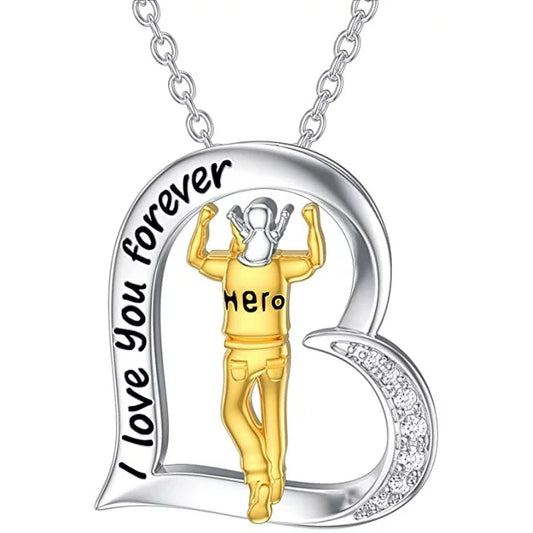 925 Sterling Silver Hero Father Heart Necklace