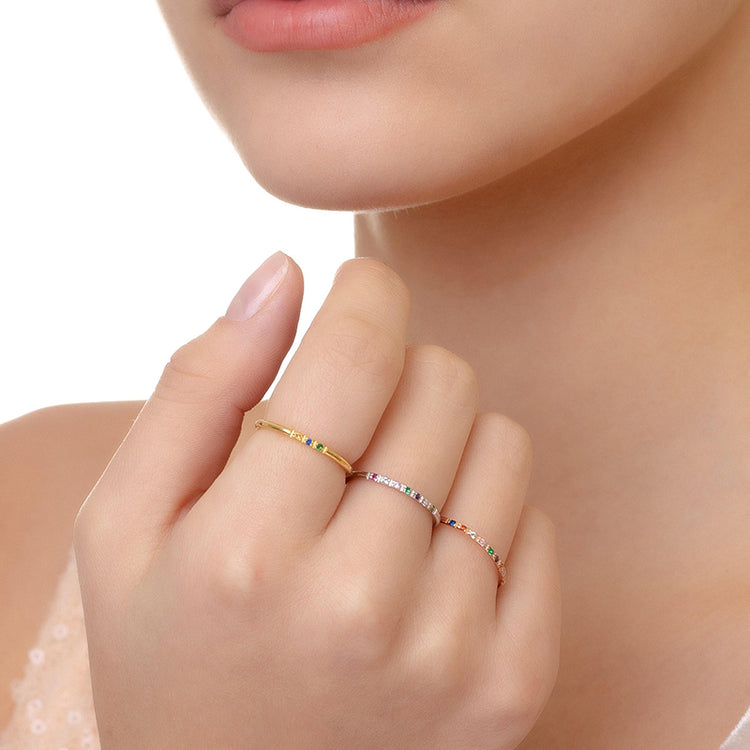 925 Sterling Silver Family Birthstone Ring Birthstone Ring Dainty Ring Perfect Gift for Her