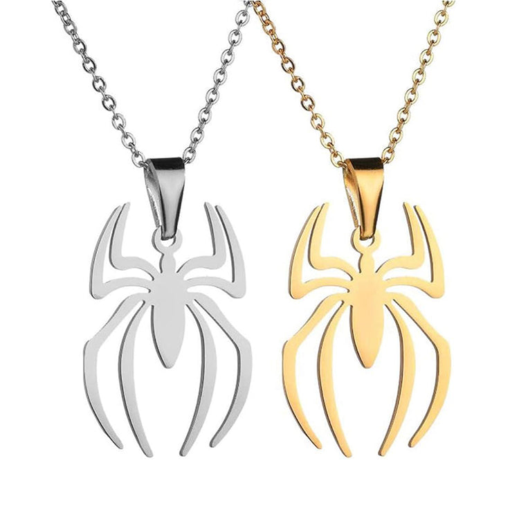 925 Sterling Silver Spider Pendant Necklace Stainless Steel Lightweight Spiderman Charm Jewelry for Kids Women Boys Girls