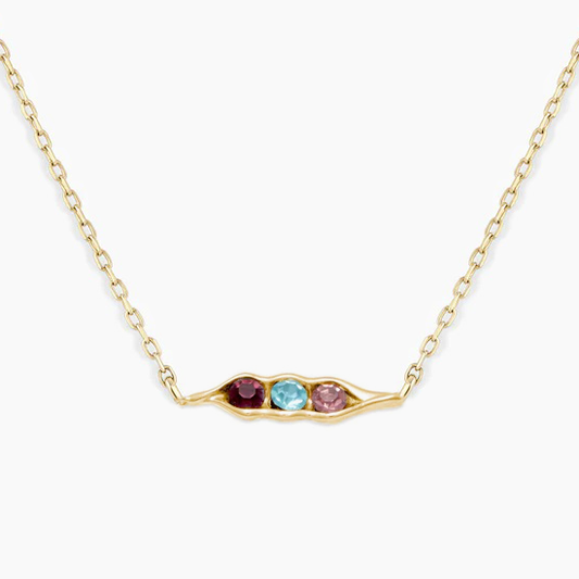925 Sterling Silver Custom Birthstone Peas in a Pod Necklace