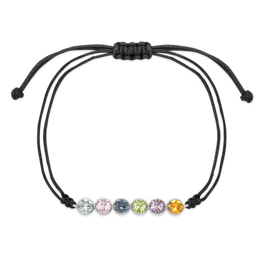 Stone Bezel Set Birthstone String Bolo Bracelet