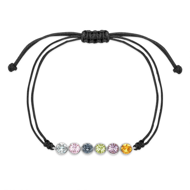 Stone Bezel Set Birthstone String Bolo Bracelet