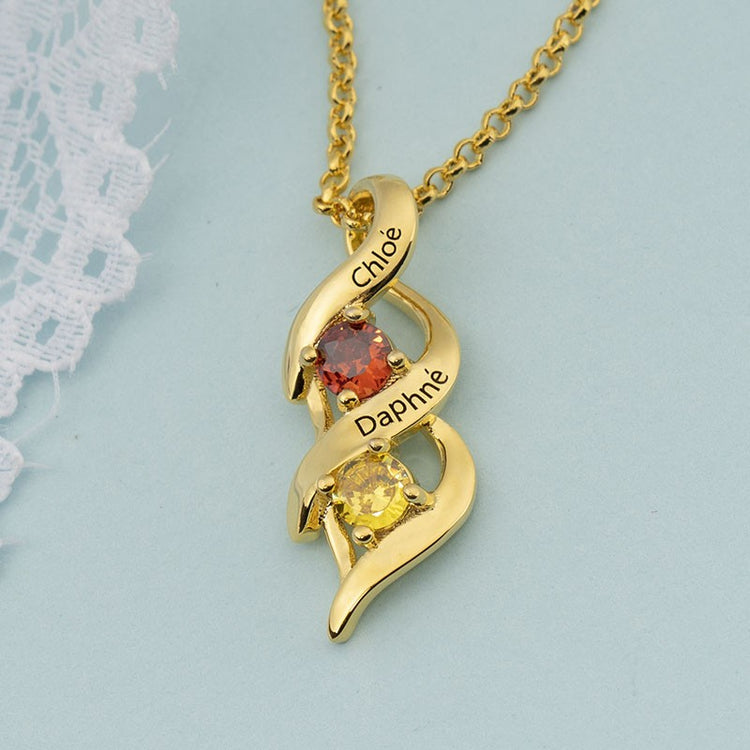 925 Collier en argent sterling personnalisé 1-8 gravures et pierres de naissance