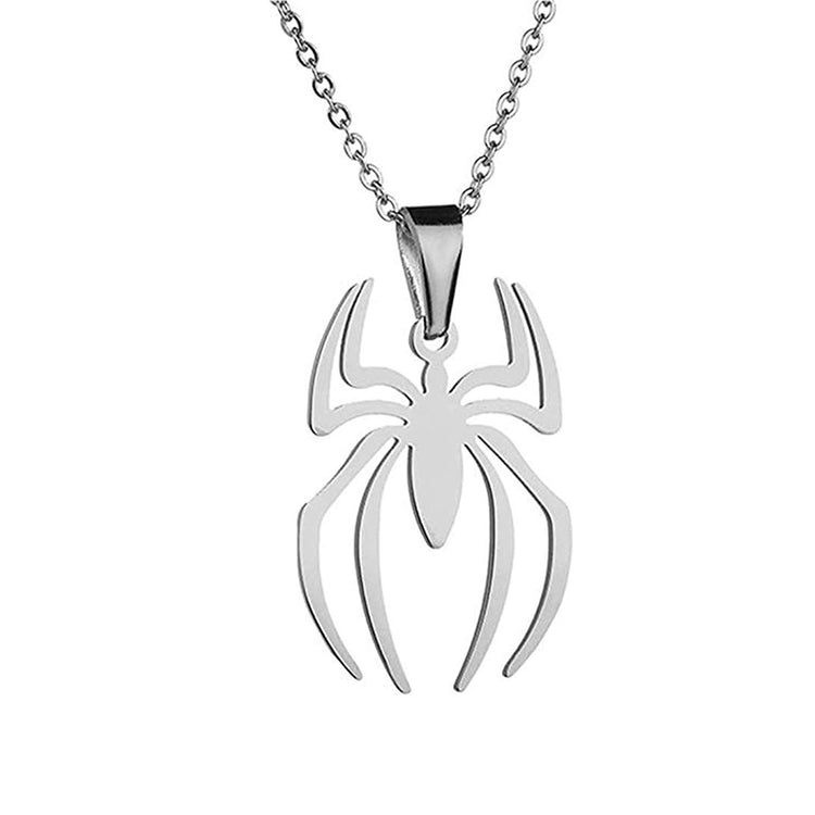 925 Sterling Silver Spider Pendant Necklace Stainless Steel Lightweight Spiderman Charm Jewelry for Kids Women Boys Girls