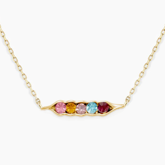 925 argent sterling personnalisé pois pierre de naissance dans un collier pod