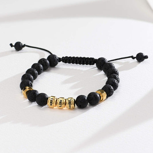 Lava Stones & Custom Vermeil Beads- Men'S Beaded Bracelet